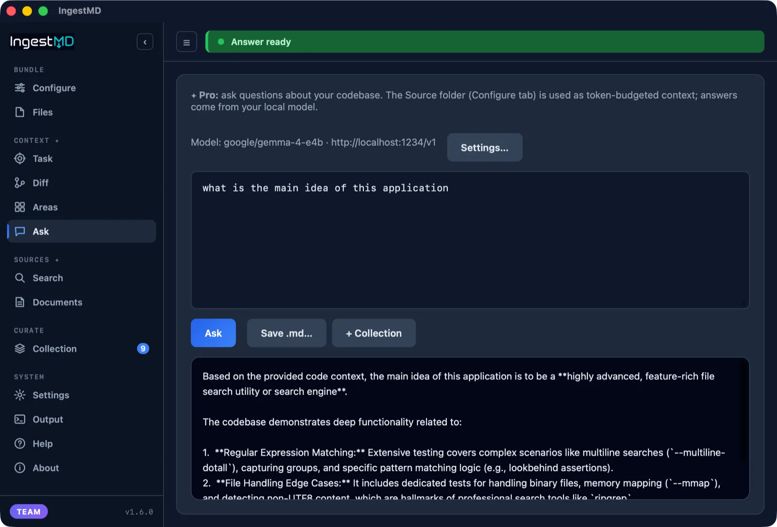 IngestMD Ask answering a question